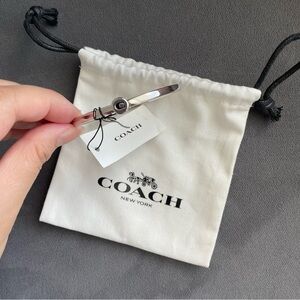 NWT Coach Silver Hinged Bangle Bracelet with Signature C Logo